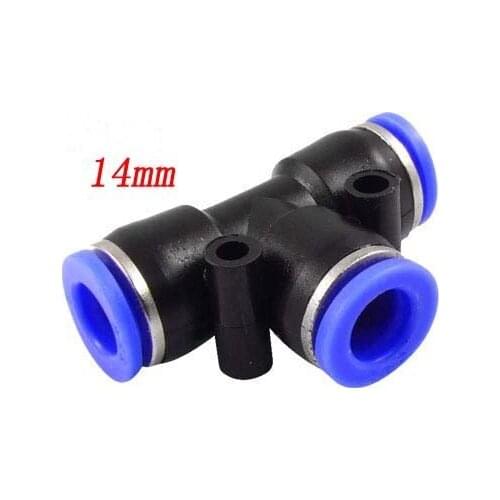 Free Shipping 100PCS/LOT 14mm to 14mm Push in to Connect Tee Pneumatic Fitting