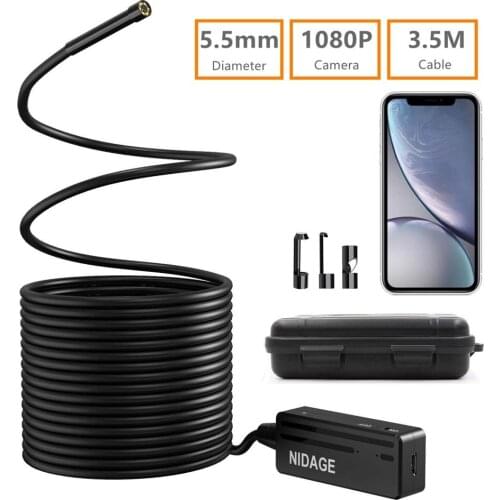 3.5M Cable Length Wireless Endoscope Semi-Rigid Borescope WiFi Inspection Camera 2.0 Megapixels HD Endoscope 5.5mm Snake PQ104