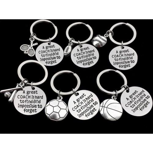 Appreciation Sport Coach Keychain Gift for Basketball Football Baseball Swimming Soccer Gymnastics Retirement Coaches
