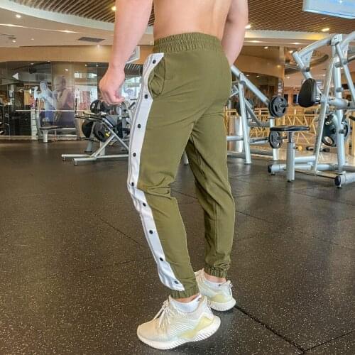 Men buttons Pants Running fitness gym Sports Trousers Male Casual Jogging Basketball Football Sweatp Outdoor loose Streetwears