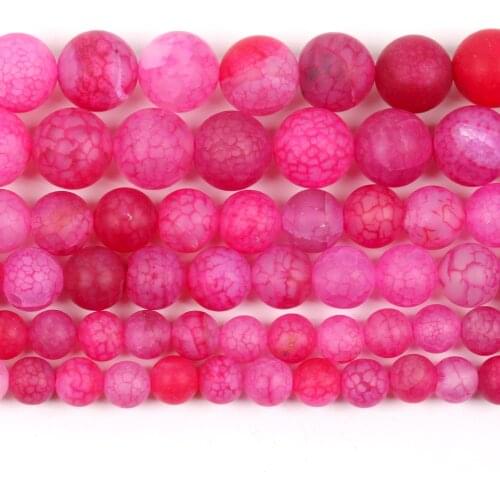 Natural Frosted Rose Red Dragon Veins Agates Stone Round Loose Beads For Jewelry Making 6/8/10mm DIY Bracelet Necklace