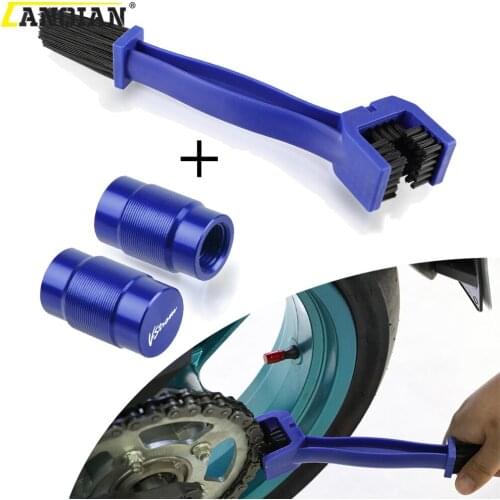 Motorcycle Chain Cleaning Brush Vehicle Wheel Tire Valve Stem Caps Covers For SUZUKI DL 250 650 1000 DL250 DL650 DL1000 V-STROM
