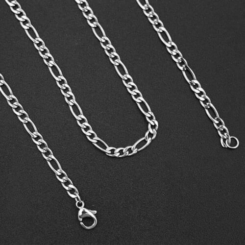 3mm Stainless Steel Silver tone Chain Necklace with Lobster Clasp Fashion Men Women Chain Keychain Jewelry Accessories 55CM