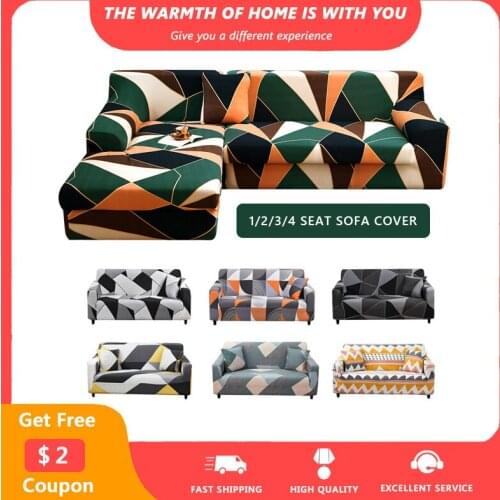 Geometric Printed Sofa Covers for Living Room Elastic Slipcovers Funiture Protector Strench Couch Cover 1/2/3/4 Seat funda sofa