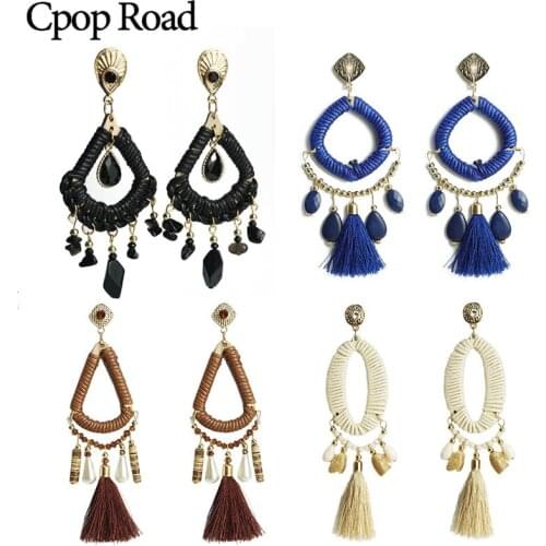 Cpop Trendy Gothic Vintage Earrings for Women Glass Rhinestone Pendant Tassel Earrings Fashion Jewelry New Girl Accessories Gift