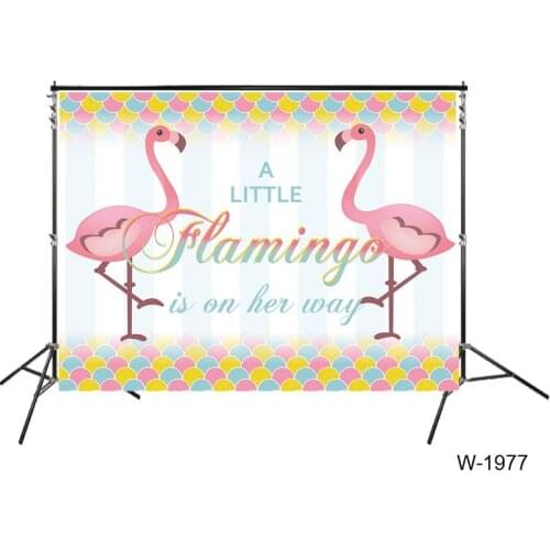 Baby Shower Backdrops A Little Flamingo Is On Her Way Babyshower Party Banner Background Cake Dessert Table Wallpaper Decors