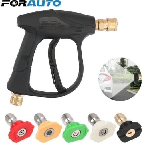 FORAUTO Car High Pressure Water Gun 14mm M22 Socket 1/4" Quick Release Snow Foam Gun with 5pcs Soap Spray Nozzles Car Washer