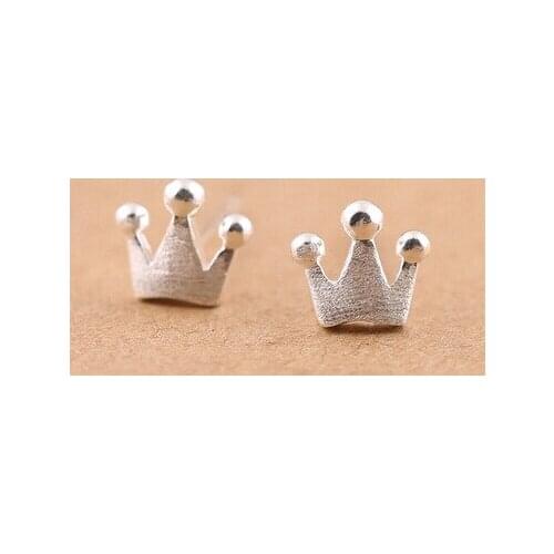 Hainon Silver Color Crown Earring Wholesale Plain Stud Earring 2020 New Fashion Wedding Jewelry Distribution