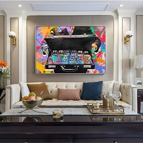 Street Graffiti Art Abstract Money Canvas Paintings Posters and Prints Wall Art Picture for Living Room Home Decoration