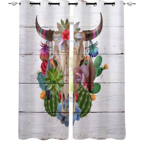 Cactus Succulents Skull Wood Animal Bedroom Modern Window Curtain for Living Room Decoration Curtains Home Textile Drapes