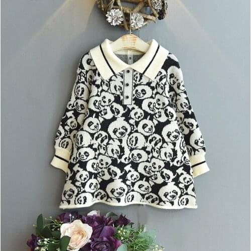 Girls Korean Knit Pullover Panda Dress Baby Winter Clothes Autumn Fall Girl Toddler Outfits Baby Girl Sweater Toddler Sweater