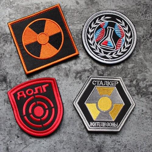 Russian Style Series Embroidered Patch Nuclear Power Plant Radiation Beaker Sun Blue Eagle Target Chernobyl Tactical Armband