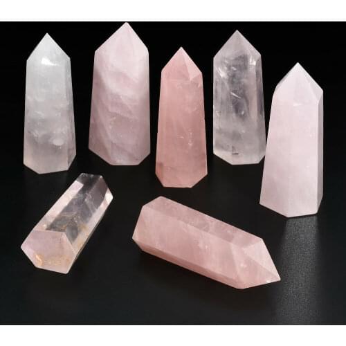 Natural pink crystal single 5-6cm point hexagonal prism Quartz crystal magic wand point healing mineral stone collection 1 pcs