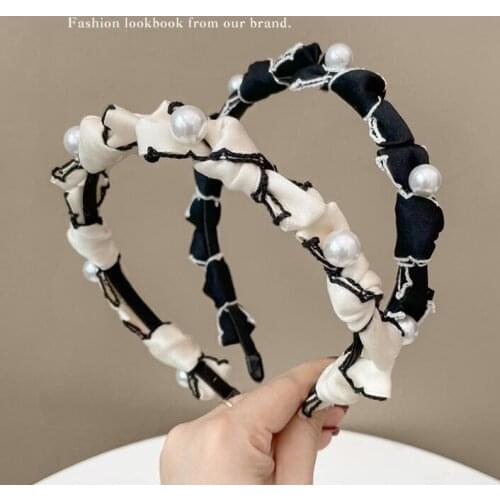 Bowknot hair band fresh Korean pressure hair white fine hair bundle hair accessories fairy tender summer hair hoop