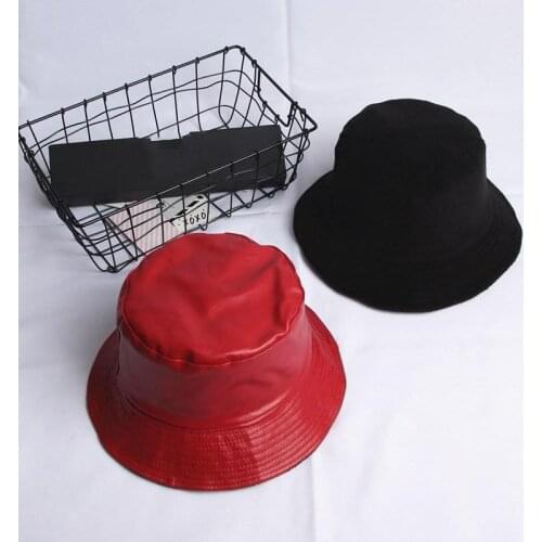 2019 leatehr solid warm Two sides bucket hat Fisherman hat Sun cap hats for men and women 480