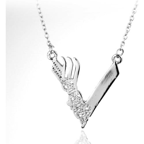 MQCHUN Jewelry Tv Series Vikings Icon Necklace Vikings "V"Logo Pendant Ragnar Lodbrok Men Women Birthday Christmas Party Gift