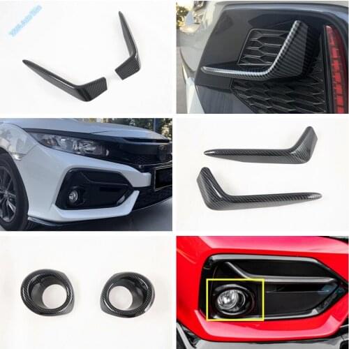 Lapetus Front / Rear Fog Lights Lamps Eyebrow Bumper Lid Eyelid / Ring Cover Trim Fit For Honda Civic Hatchback 2020 2021