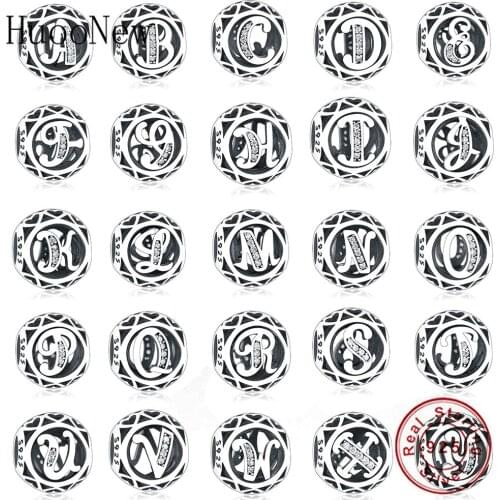 Fit Original Pandora Charm Bracelet 100% 925 Silver Initial Letter Alphabet Bead Jewelry Making Berloque Craft Christmas Kralen