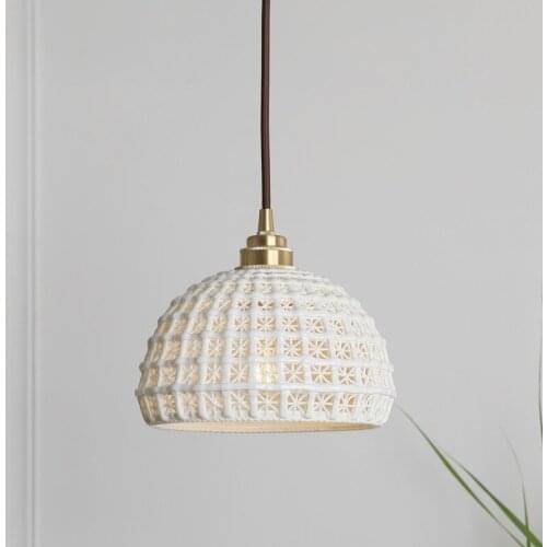Nordic Japan Style Pendant Lights Fixtures Dinning Living Room Light White Ceramic Copper Vintage Pendant Lamp Hanglamp