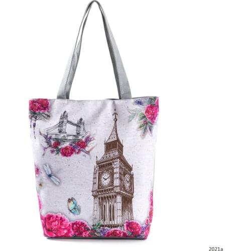 Miyahouse Casual Tote Handbag Women Shoulder Bag Floral Tower Printed Handbag For Female Beach Bag Bolsa Feminina
