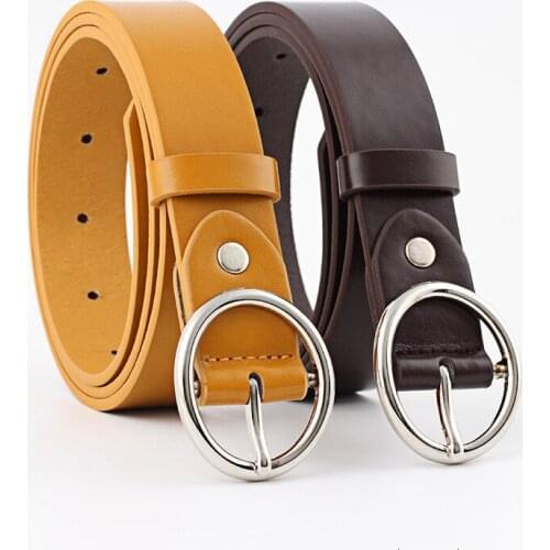 New 2019 Thin PU Leather Belt Circle Round Pin Buckle Jeans Belts Ladies Casual Belt for Dress Fashion Strap Womens Accessories