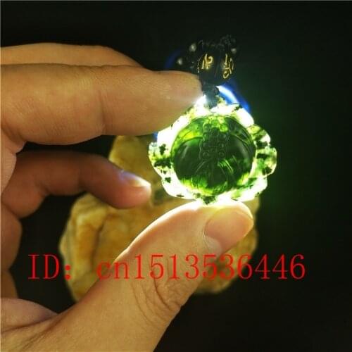 Certified Chinese Natural Black Green Jade in bud Lotus Pendant Necklace Fashion Charm Jewellery Hand-Carved Lucky Amulet Hot
