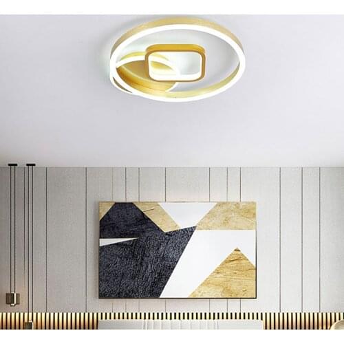 Modern Creative Luster Gold Iron Round Decorative LED Ceiling Lamp for Bedroom Room Restaurant Hall Aisle interior Luminaires