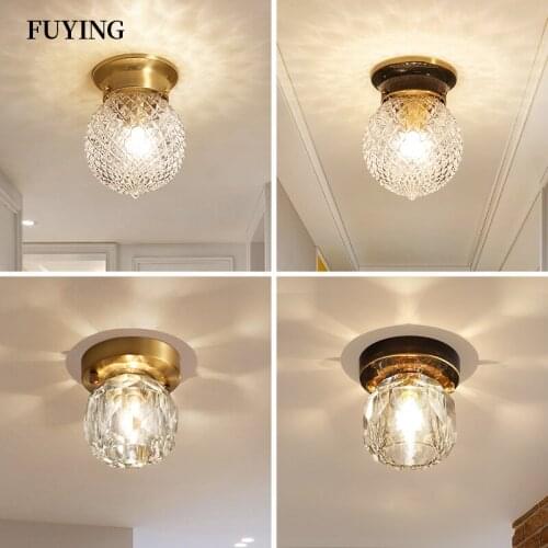 Modern LED Ceiling Lights Gold Crystal Lamps For Bedroom Living Room Aisle Corridor Balcony Bathroom Retro Loft Indoor Lighting