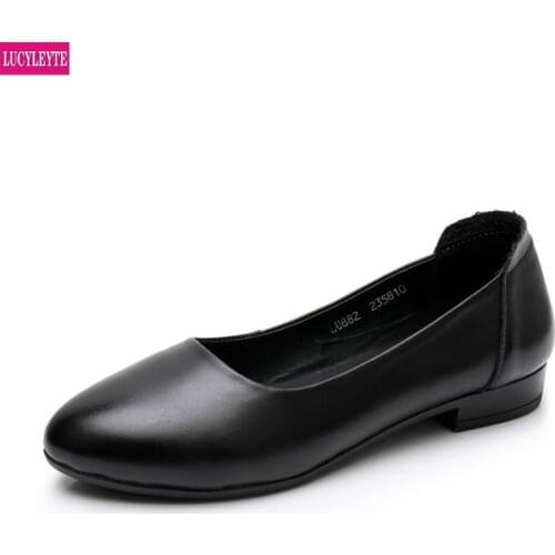 Focus on work shoes 30 years leather womens sole soft surface heel wear-resistant guest room professional work shoes