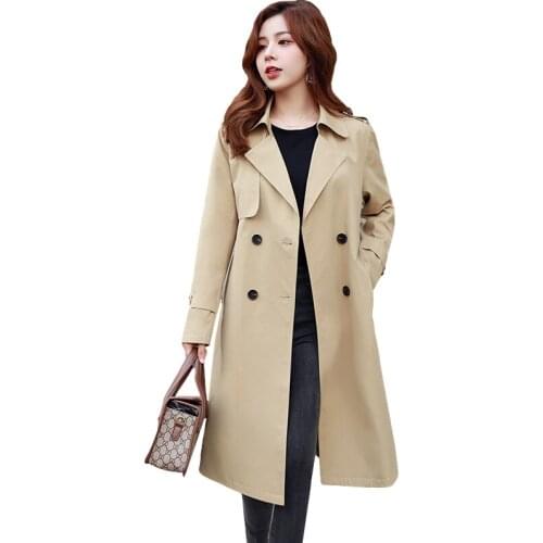 Fashion Long Trench Coat Women Autumn Double Breasted Fashion Windbreaker Female Plus Size Loose Overcoat Ladies Clothes H931