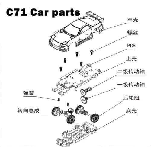 Turbo racing 1:76 Mini full scale remote control sports car C71 parts