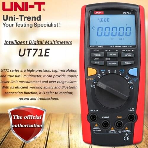 UNI-T UT71E Smart Digital Multimeter True RMS Multimeter USB/Bluetooth Data Transmission Dual Backlight Temperature/Power Test