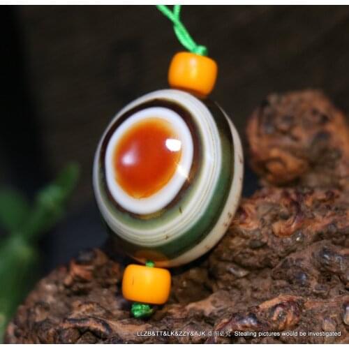 Magic Tibetan Old Crystallize Agate Colorful Goat Heaven Eye dZi Bead Pendant Amulet UP703C2 LKbrother Saurces