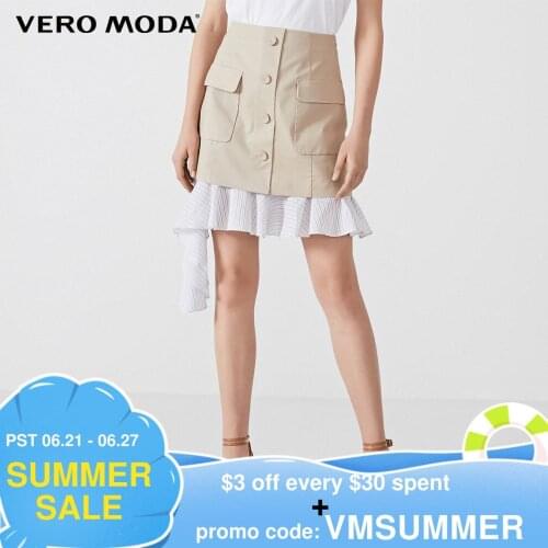 Vero Moda Womens Stripe Ruffled Hem Two-Pieces Skirt | 319316509