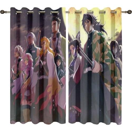 Demon Slayer Printed Window Curtains for Living Room Bedroom Custom Window Treatment Room Darkening Drapes kitchen Curtain