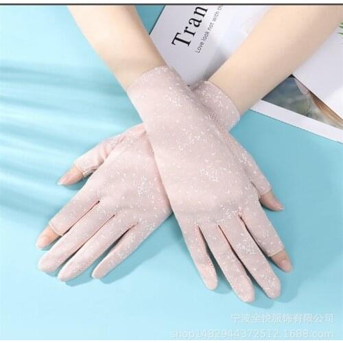 Womens Short Spring Cyclist Gloves Summer Half Finger Thin Cotton Gloves Sun Protection Gloves Cycling Non Slip Driving 2021