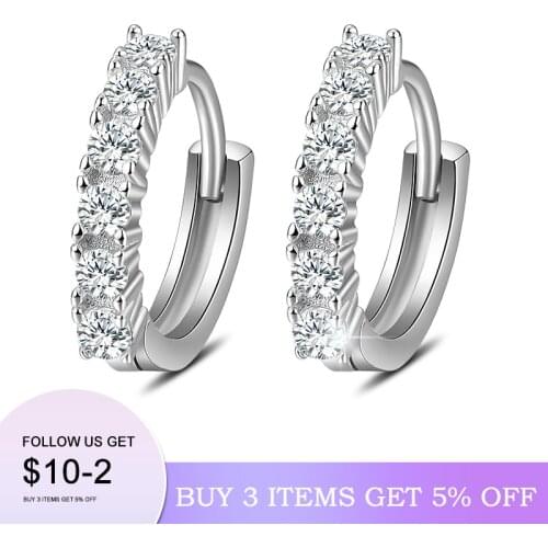 2020 NEW HOT SALE 100% Real 925 Sterling Silver Crystal Circle Earring For Women Making Jewelry Gift Wedding Party Engagement