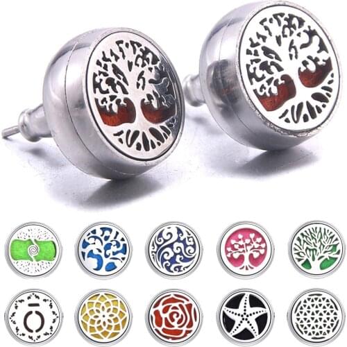 Boom Life New Aromatherapy Perfume Diffuser Stud Earrings Butterfly Love Tree Fashion Female Charm Earrings Creative Jewelry