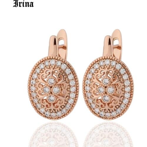 2020 Micro Wax Inlay Hollow Drop Earrings Women Luxury Wedding Fashion Jewelry 585 Rose Gold Color Natural Zircon Flower Earring