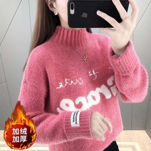 Woman Sweaters Chandails Womens Turtleneck Sweater Autumn Letter Jacket
