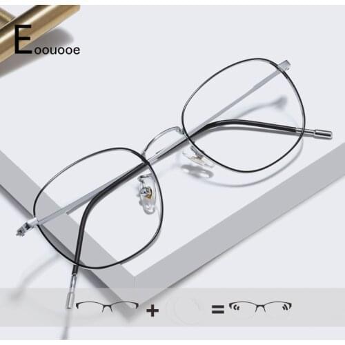 Women Titanium Prescription Glasses Frame Men Fashion Optical Eyeglasses Anti Blue Ray Chameleon Lenses