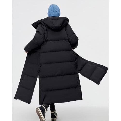 Womens down jacket zipper long winter jacket black wine red navy blue brand free shipping