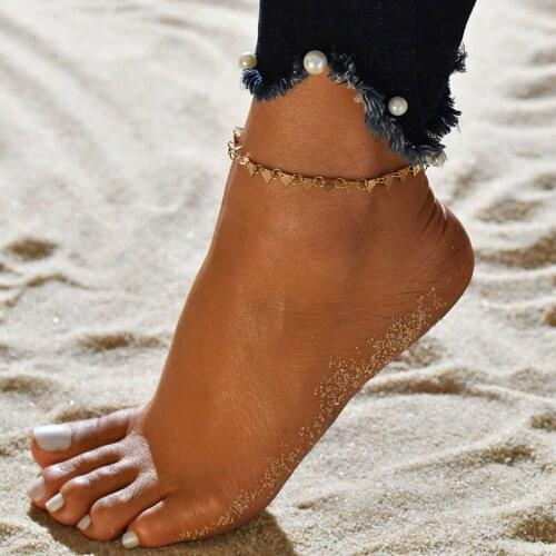 YADA Bohemian gold color Triangle Anklets for Women Foot Summer Beach Punk Metal Barefoot Sandals Bracelet Female Ankle AT200050