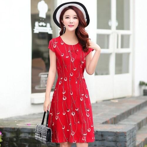 Summer New Women Cotton Dress Floral Printed O-Neck Short Sleeve Casual Loose Vintage Dresses Plus Size 6XL Vestidos