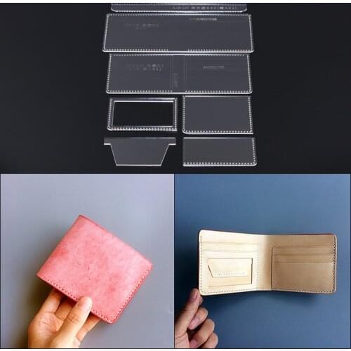 1 Set Home DIY Sewing Female Short Leather Wallet Clear Acrylic Template Leather Sewing Pattern Sewing Stencil 9*10.5*1cm