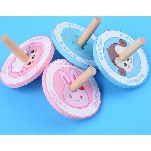 1pc Kids Wood Gyro for Children Adult Relief Stress Desktop Spinning Top Toys Kids Birthday Christmas Gifts Cartoon character