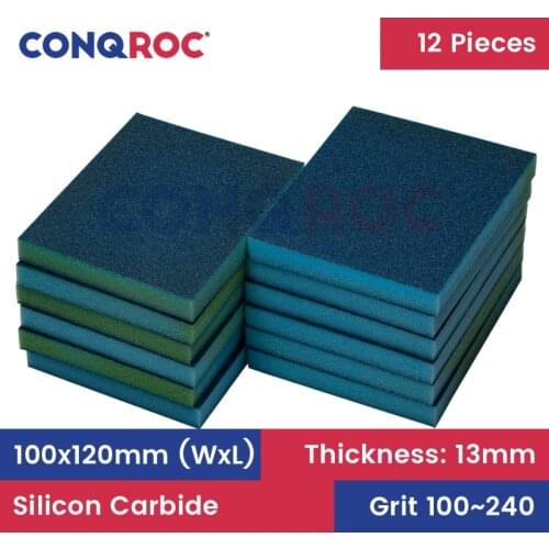 10 Pieces 100x120x13mm Sanding Sponge Blocks Rust Remover Dry and Wet Sanding for Metal Plastic Wood Polishing