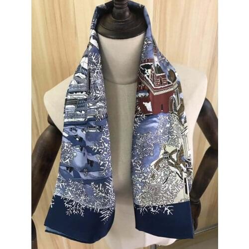 2021 new arrival winter spring classic orange 100% pure silk scarf twill hand made roll 90*90 cm shawl wrap for women lady