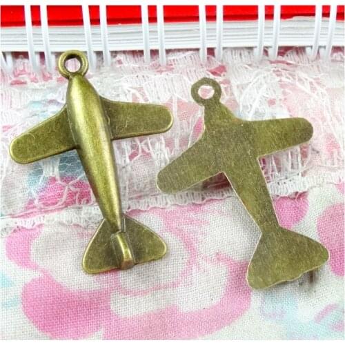 40pcs Charms plane airplane 24*33.1MM Antique pendant fit Vintage Bronze DIY bracelet necklace