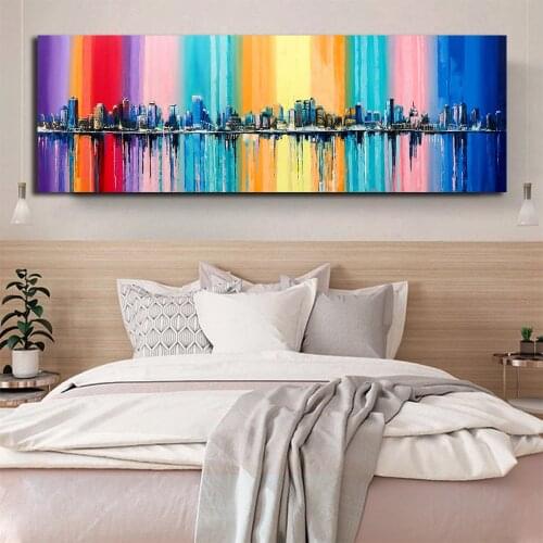 Large Abstract City Building Poster Scenery Pictures Decoration Canvas Painting Wall Art For Living Room No Frame